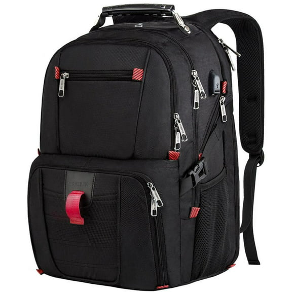 mochila yorepek para hombres mochila de viaje extra grande de 50l con yorepek laptop 17 con puerto de carga usb  negro