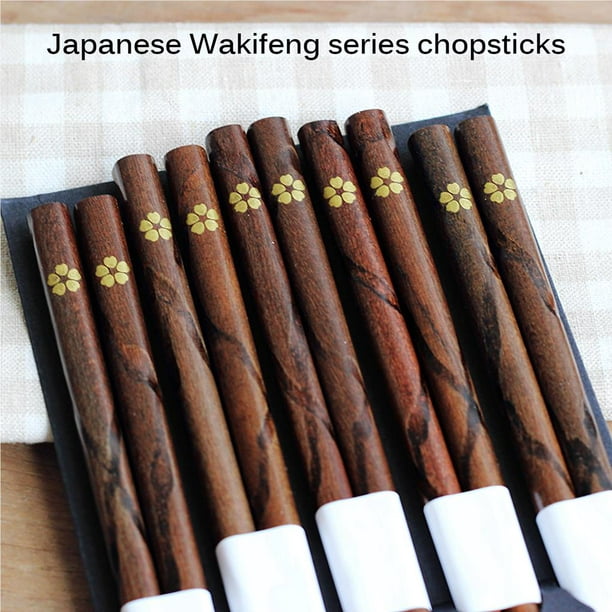 5 pares de palillos japoneses marrones