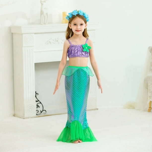 Disfraz De Sirena Ariel Para Niña Vestido De Lujo Para Niños Fiesta De  Halloween De Carnaval