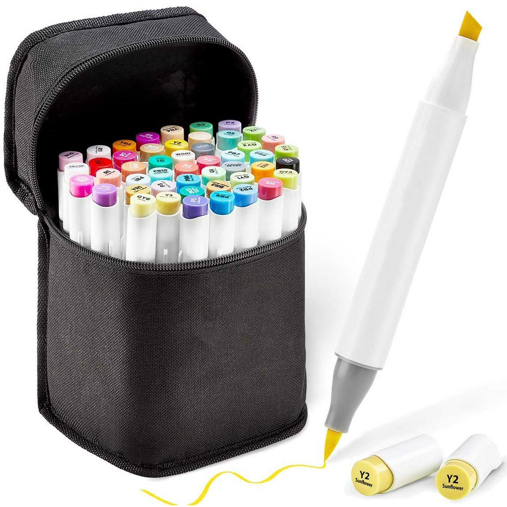 YISAN Marcadores de pincel de alcohol, marcadores artísticos de doble  punta, 48 colores, marcadores de cincel y pincel, marcadores profesionales  para