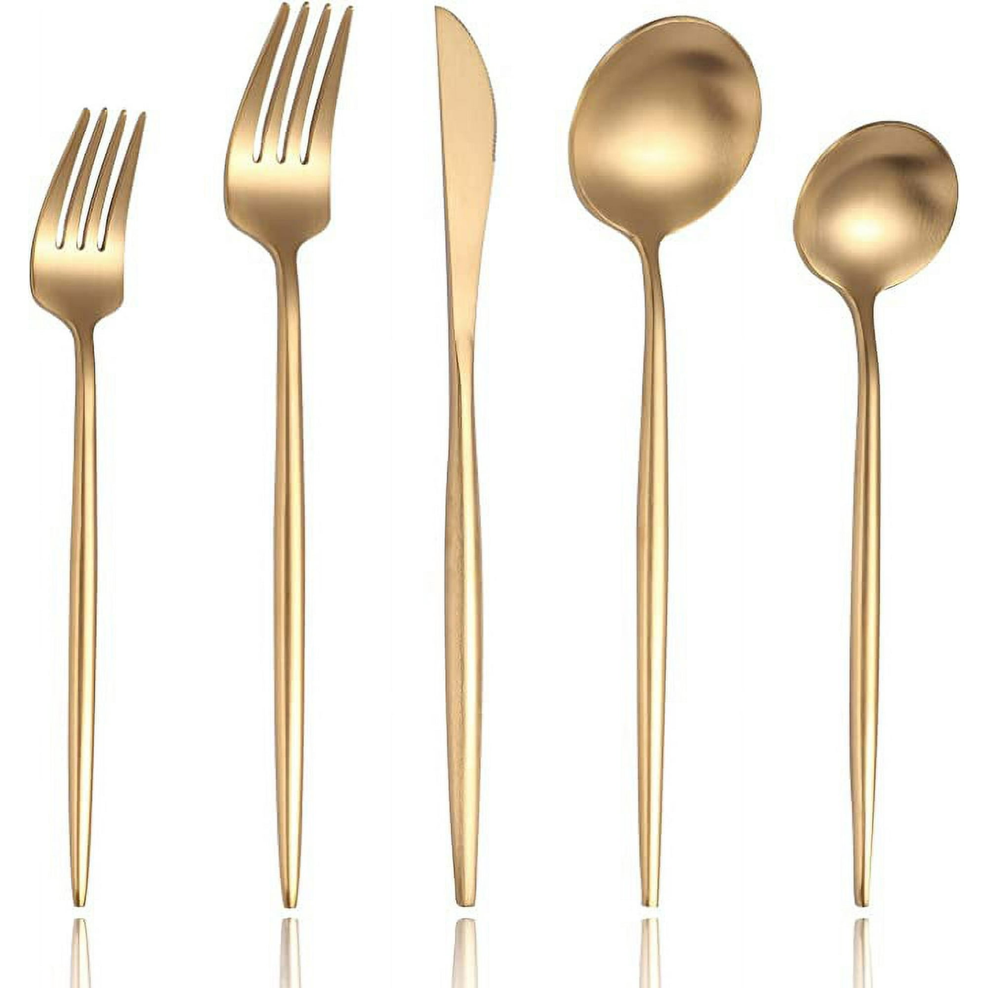 Juego de utensilios de cocina de latón/dorado para cocinar y servir  modernos, juego de 5 utensilios de acero inoxidable dorado aptos para