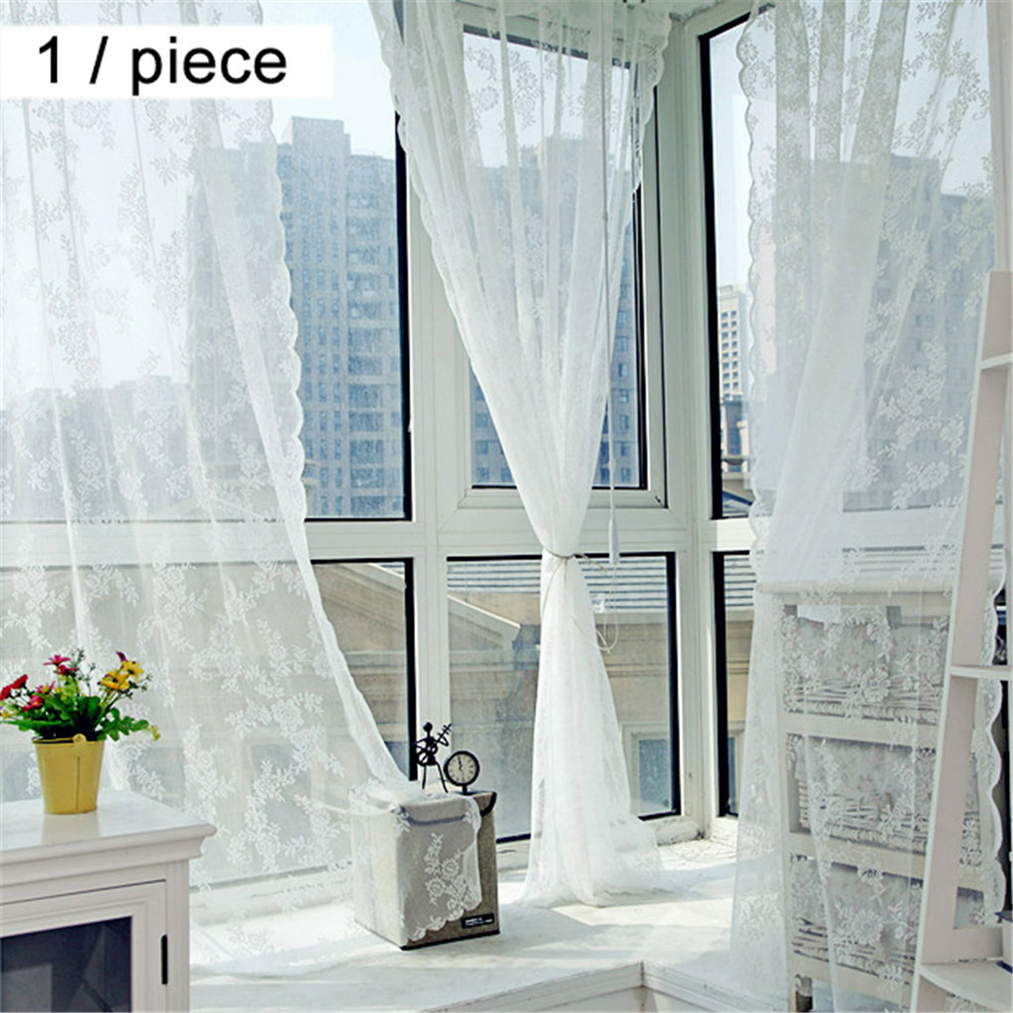 Cortinas transparentes para dormitorio juvenil, cortinas colgantes de tul  para cocina, estudio, sala de estar, decoración