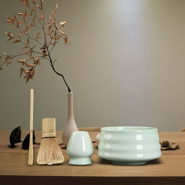 Tazón de cerámica para ceremonia del té, cuchara de té de bambú, Matcha,  batidor, juego de