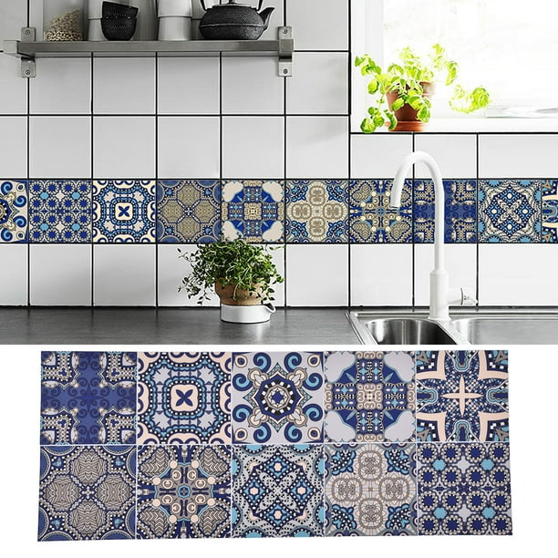 Vinilos autoadhesivos con forma de azulejos con diseño marroquí, para  colocar en escaleras, en la cocina, en el baño, para decorar la casa uno  mismo.