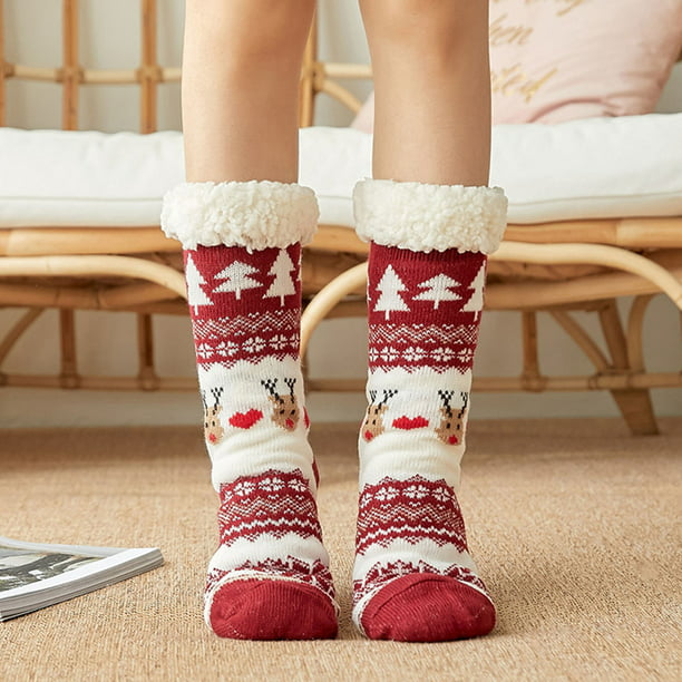 Calcetines de mujer Irfora Calcetines navideños para mujer, con forro polar  cálido, tejidos antideslizantes, calcetines térmicos de invierno para  descansar Irfora Calcetines de mujer