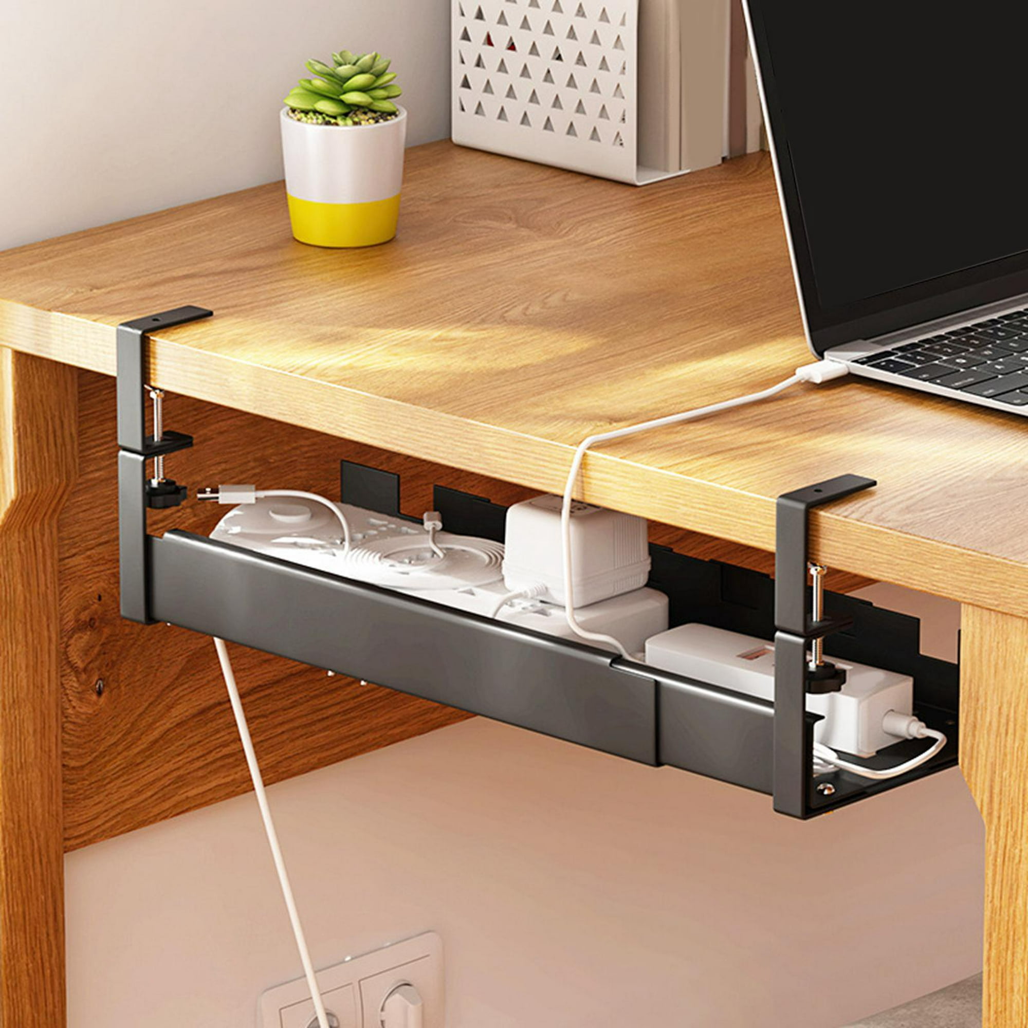  Bandeja de gestión de cables, bandeja de gestión de cables  debajo del escritorio, organizador de cables para escritorios, oficinas y  cocinas : Electrónica