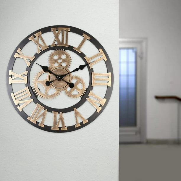 Reloj de pared redondo Retro creativo de gran tamaño, reloj de pared de  engranaje con números