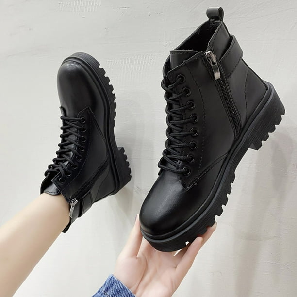 NECHOLOGY Zapatos Botines para mujer Nuevas botas grandes de cuero