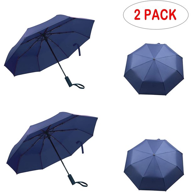 Paraguas de alta calidad para lluvia, resistente al viento, paraguas negro  de viaje, doble toldo grande pero compacto plegable portátil - Construcción