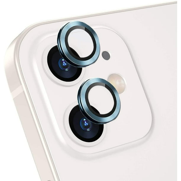 Protector de Lente Azul Sierra para Camara Compatible iPhone 11 / 12 / 12  mini Aro de Metal Protector de Vidrio Templado 9H Ximxi Color Azul Sierra