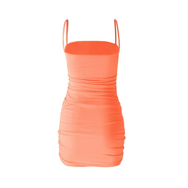  Vestidos de verano para mujer, vestido de verano para mujer,  vestido de verano para mujer (color naranja, talla: XS) : Ropa, Zapatos y  Joyería