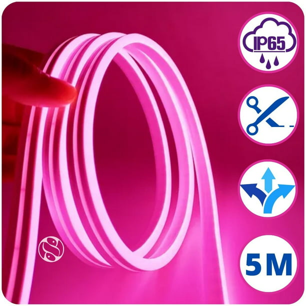 Tira led neon rosa flexible unicolor 5 metros con conector DOSYU DY-YL08E