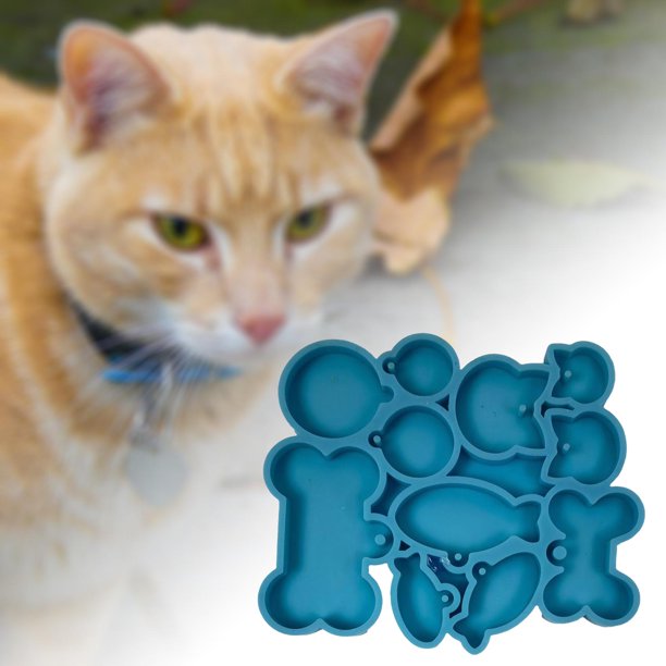 Molde de resina de silicona para mascotas, moldes de etiqueta de perro para  resina, llavero en forma de hueso y gato, moldes de resina de silicona con