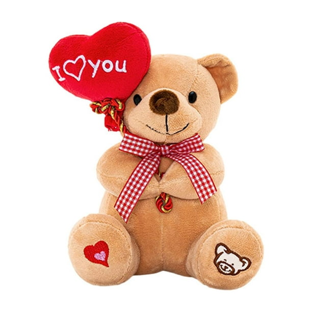 Love You! Oso de peluche de 14 pulgadas para el día de San Valentín con  corazón rojo, lindo oso de peluche marrón, regalo de San Valentín