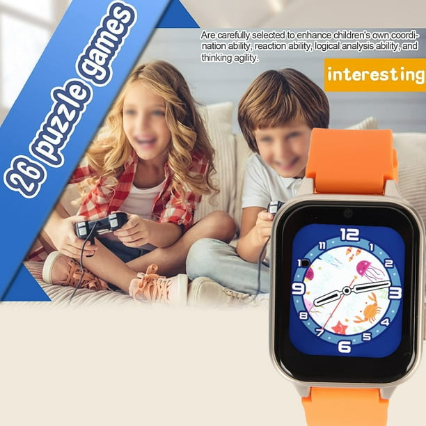 Reloj inteligente para niños de 4 a 12 años, 26 juegos, pantalla táctil HD,  relojes para niños con cámara de video, reproductor de música, podómetro