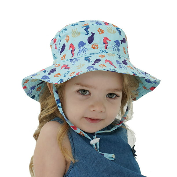 Sombrero para el sol para bebé Playa de verano UPF 50+ Protección solar Sombreros para bebés para el sol para niños pequeños Gorra para bebé niña Sombrero de cubo para niños