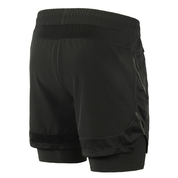 Lixada Pantalones cortos para correr 2 en 1 para hombre Entrenamiento  activo transpirable de secado yeacher