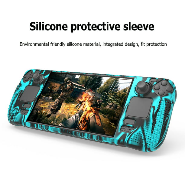 Funda protectora de silicona antideslizante para consola de juegos Steam  Deck (camuflaje azul)