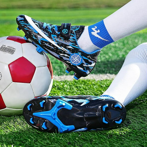  Zapatos de fútbol para niños, botas de fútbol para niños, botas  altas para entrenamiento al aire libre, Blanco Azul : Ropa, Zapatos y  Joyería