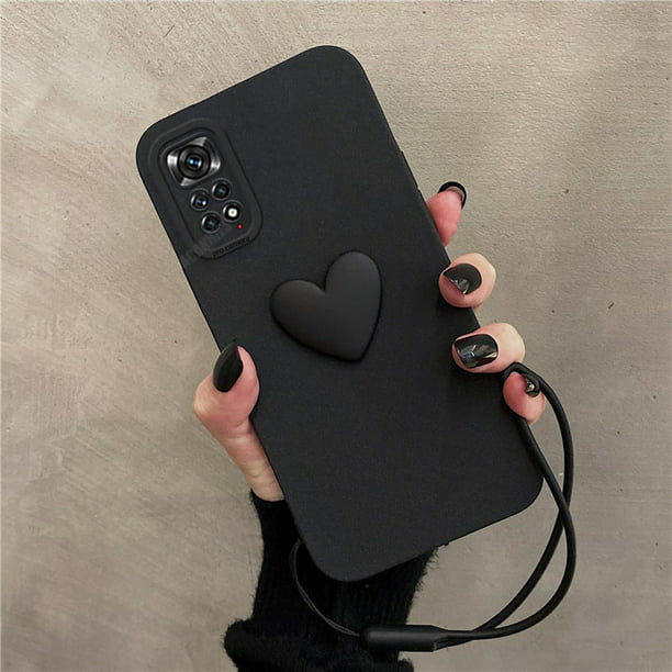 Bonita funda de silicona 3D Love Heart para Xiaomi Redmi Note 11 Pro 4g 5g  11s 10 9 8 7 10s 9s 11pro 10pro, funda con correa para la muñeca con cordón