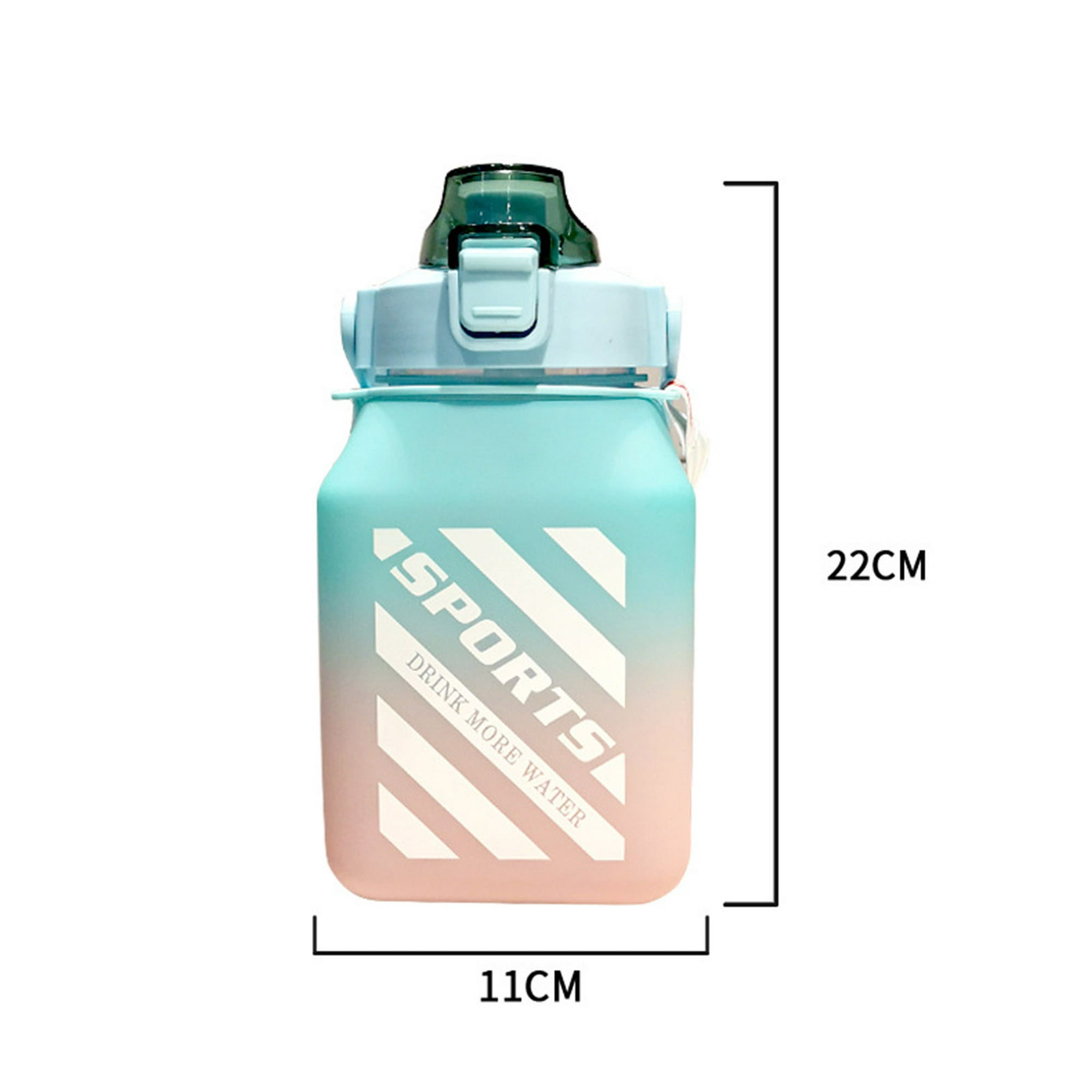 Botella de agua con pajita, linda botella de agua Kawaii cuadrada Botella  de agua deportiva portátil Botella de agua deportiva Vasos de agua de