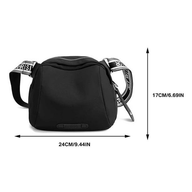 Bolso shopper de nylon negro de gran capacidad para mujer