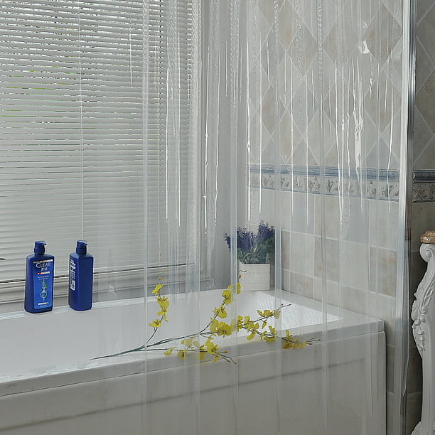 Cortina de ducha transparente impermeable de plástico blanco cortinas de  baño forro transparente baño moho PEVA hogar de lujo con ganchos 180*180cm  XianweiShao 9024715314369