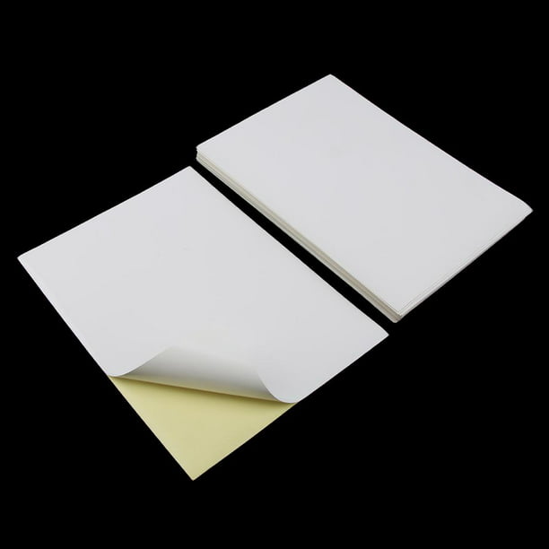 100 Hojas de Papel Adhesivo Autoadhesivo para Impresora Impresión de  Etiquetas Blancas Mate shamjiam Papel de impresora de etiquetas adhesivas