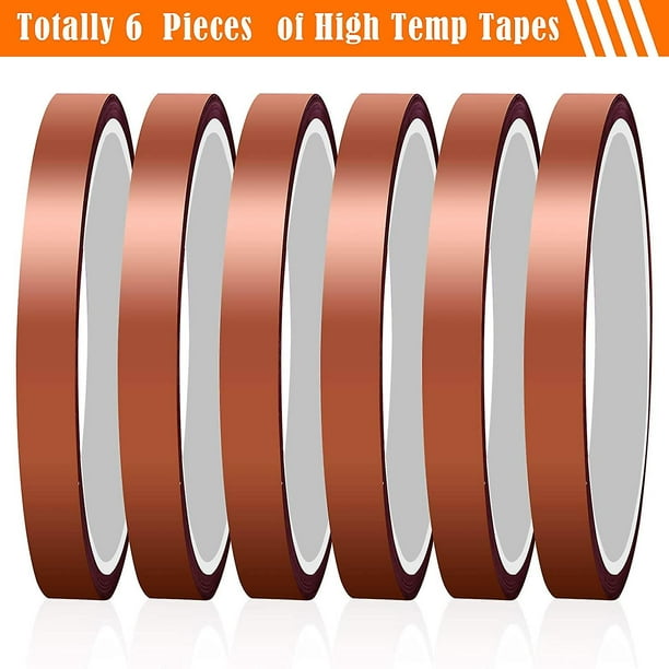 WXJ13 6 rollos de cinta térmica para sublimación, 0.394 in x 108.3 ft (108  pies), cinta térmica resistente al calor, cinta de prensa de vinilo