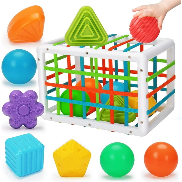 Juguetes Montessori, juguetes para bebés de 12 a 18 meses, clasificadores  de formas con bloques sensoriales, juguetes sensoriales para niños pequeños