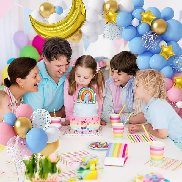 Arco de globos azul para fiesta de cumpleaños de niños con los números 5 y  1 incluye decoración festiva y foto de estrella