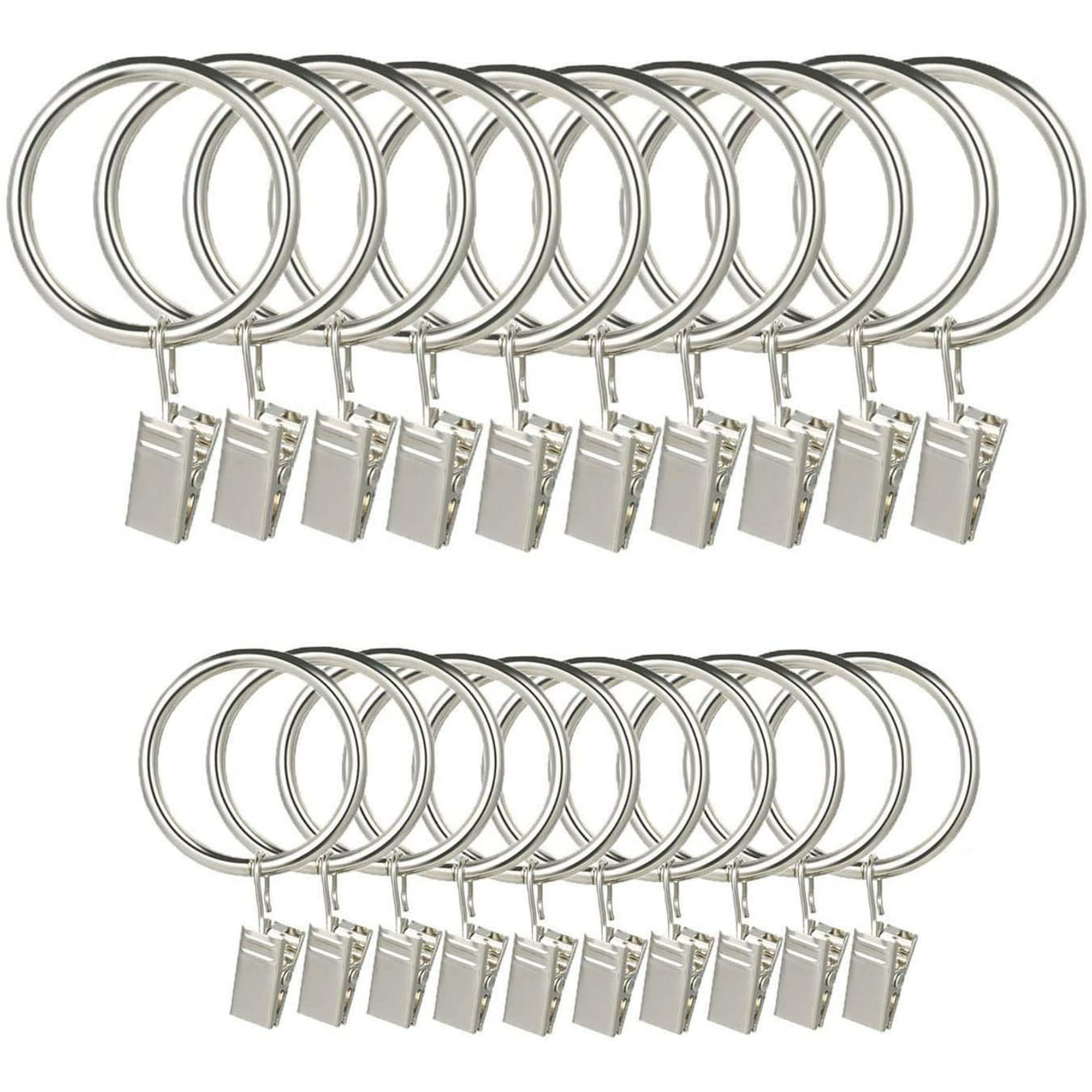 Paquete de 40 anillos de cortina con clips, anillos para colgar de metal