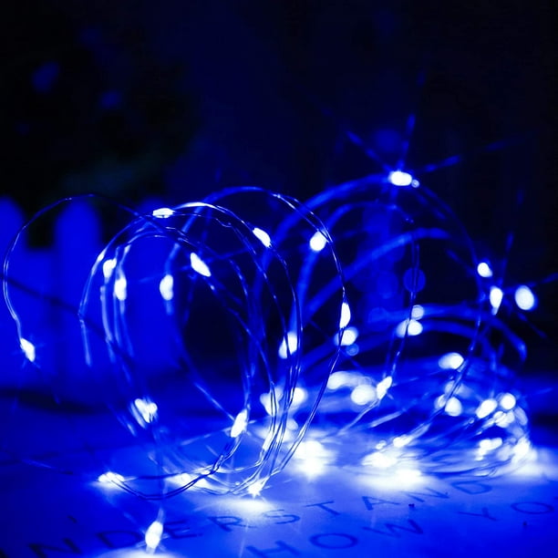 Tira de luces LED azul con pilas 50 Micro tiras de luces LED 5M