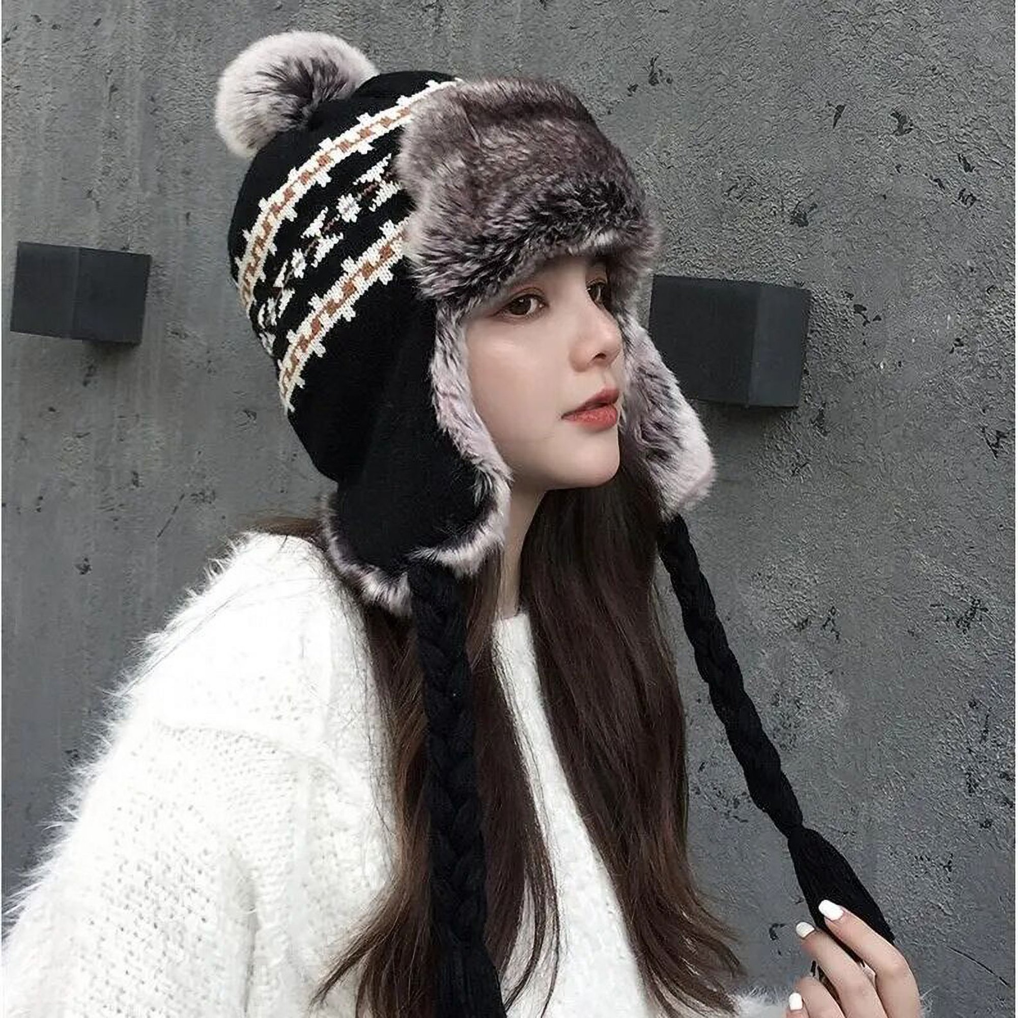 Gorros De Invierno Para Mujer, Sombrero De Bombardero De Piel