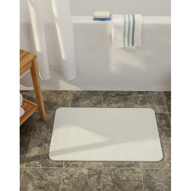 ALFOMBRA DE BAÑO de secado rápido, absorbente, antideslizante | IMITACIÓN  PIEDRA blanco