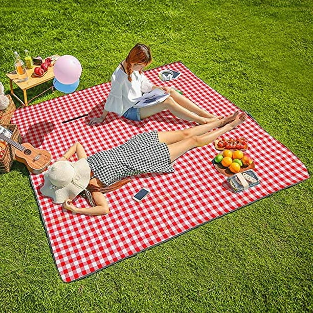 Manta de picnic impermeable y plegable con manteles individuales a juego, ELEOJOTA00