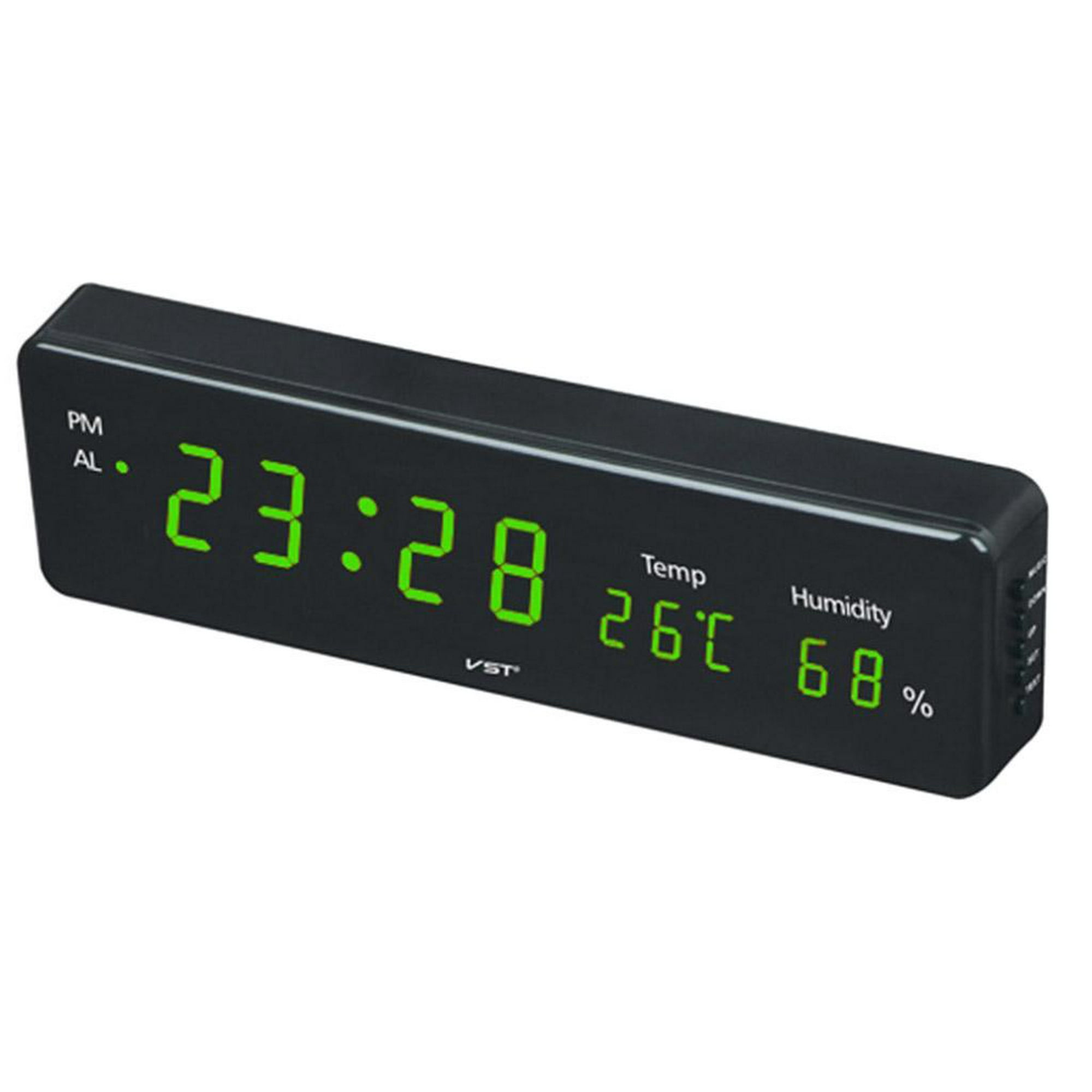 Reloj de pared digital con temperatura Humedad Relojes LED Despertador  electrónico Verde BLESIY reloj digital de pared