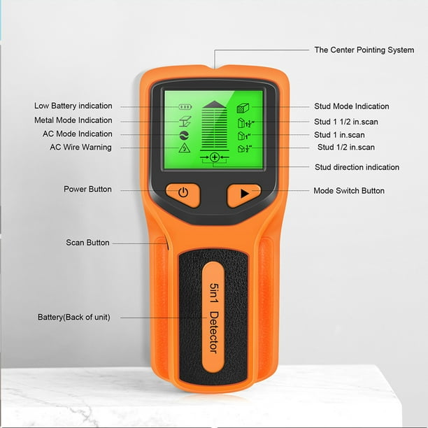 Scienceny Detector de metales con pantalla LCD Sensor de escáner de pared  con recordatorio de audio portátil Equipos de laboratorio e instrumentos  científicos Naranja