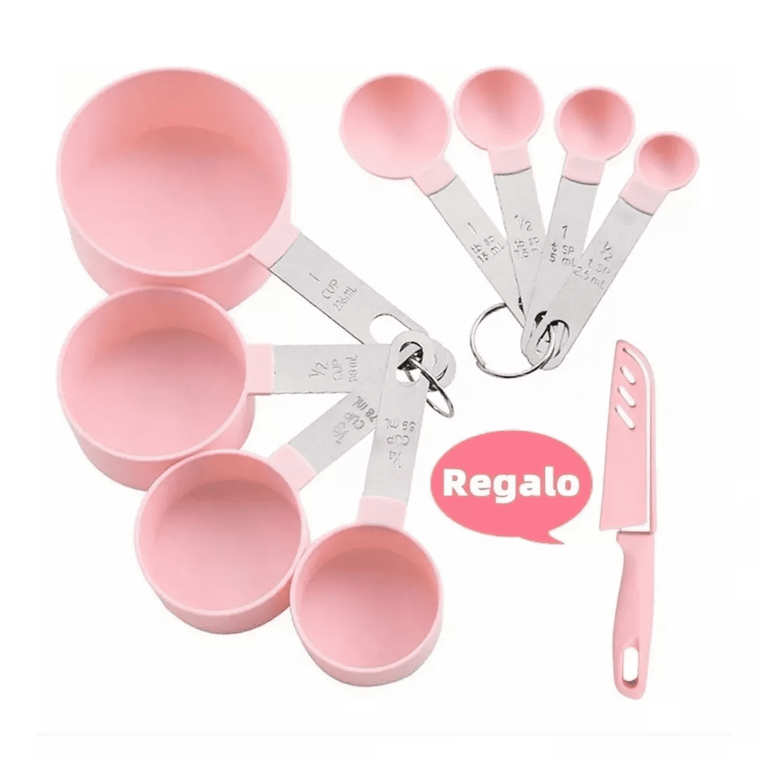 Tazas Medidoras Y Cucharas De Reposteria Cocina 8 Pz Rosa | Bodega ...