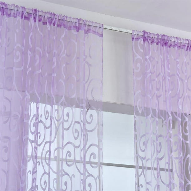 Siempre Desempacando píldora Cortina de viuda flocada, panel de decoración de , elegante caída de tul  púrpura BLESIY Cortina de ventana | Bodega Aurrera en línea