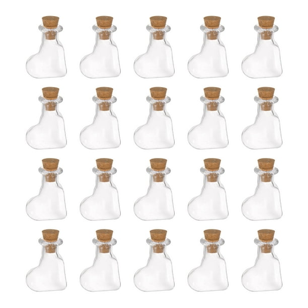 Mini botellas de vidrio transparente con corcho, botellas de deseos para  mensajes, manualidades de arte DIY