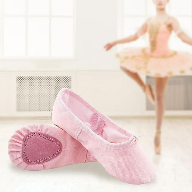 Zapato de ballet de niña,Zapatos de práctica de ballet para niñas Pisos  Suela ,Zapatos de yoga para bailarinas de baile para mujeres  pequeñas,Zapatillas de ballet de lona Ropa de BLESIY Zapato de