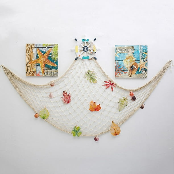 Red de pesca decorativa, decoración de pared mediterránea, tema pirata de  playa, decoración de fiesta, red de cáñamo, decoración de pared, cuerda de
