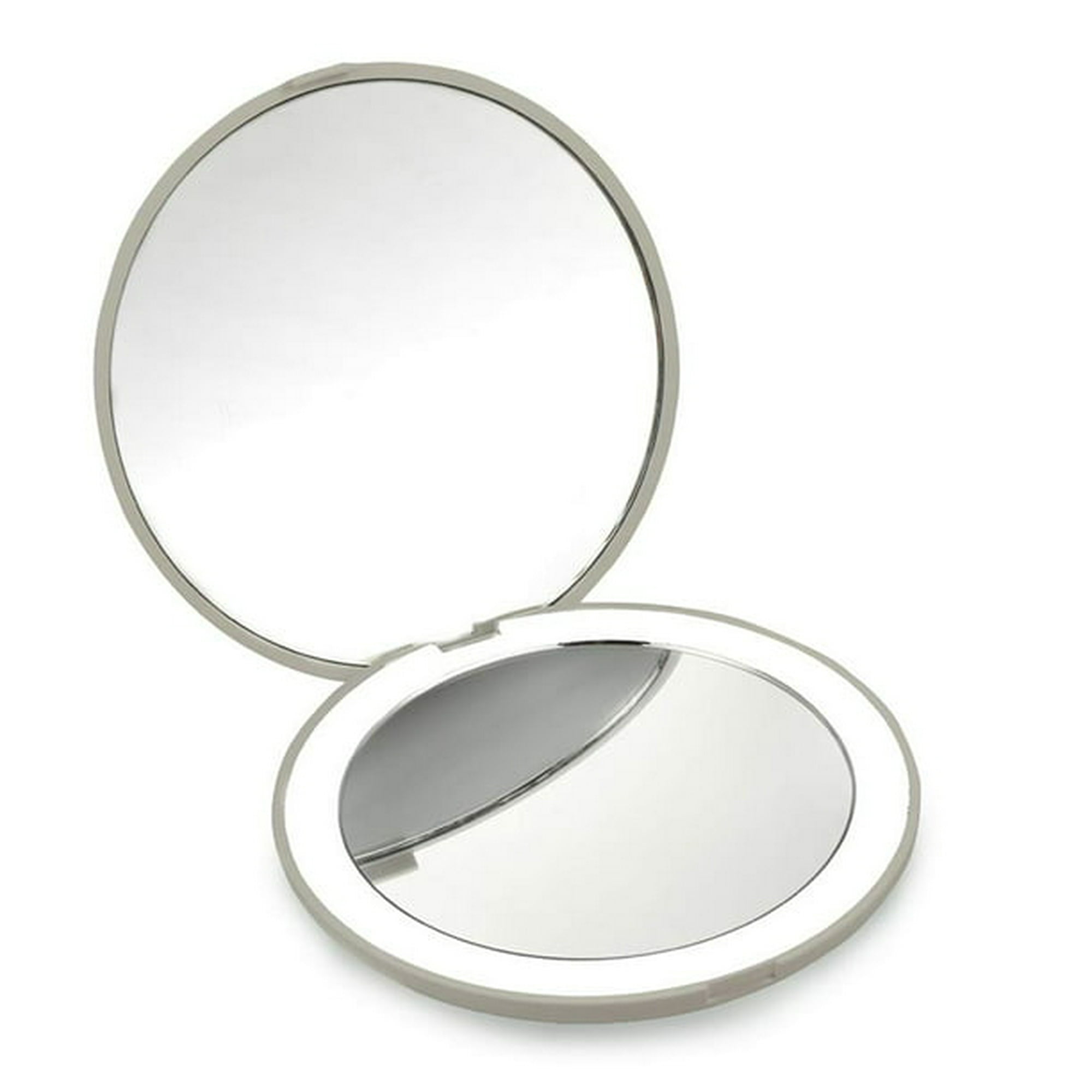  Espejo de maquillaje iluminado 1X/7X espejo de aumento con  luces, espejo de belleza de doble cara de 3 colores, recargable, 1 x 10 x  espejo de mano de doble cara con
