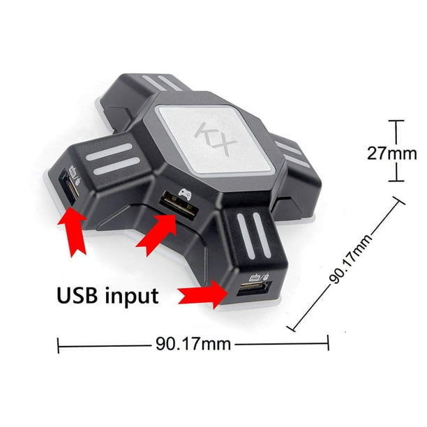 Adaptador de ratón de teclado para juegos USB-C Controlador de luz de  respiración Convertidor de plástico Accesorio de consola de juegos  Reemplazo para PS3 / PS4 Guardurnaity EL005095-00B