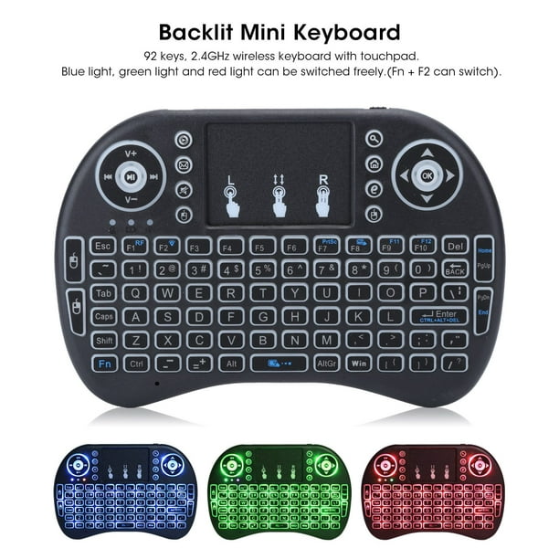 QFX Mini teclado inalámbrico iluminado ABX-K1, 2.4 Ghz
