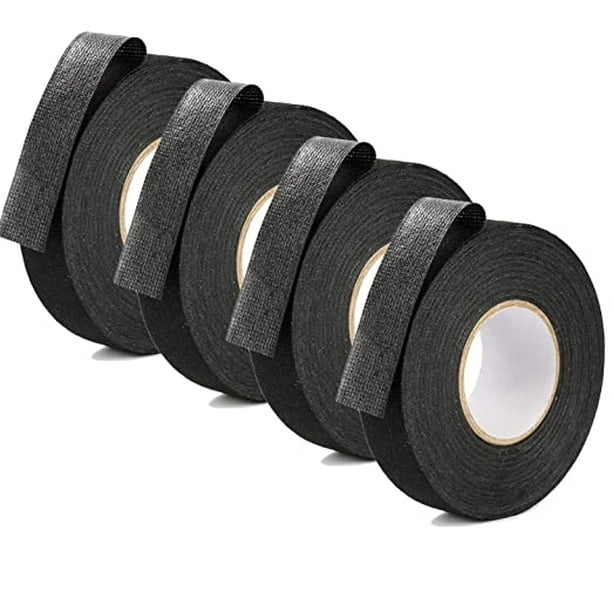 Cinta adhesiva negra de 19mm x 15m, 4 rollos, cinta adhesiva aislante negra,  cinta de tela automotriz, cinta adhesiva para coche de alta temperatura JM