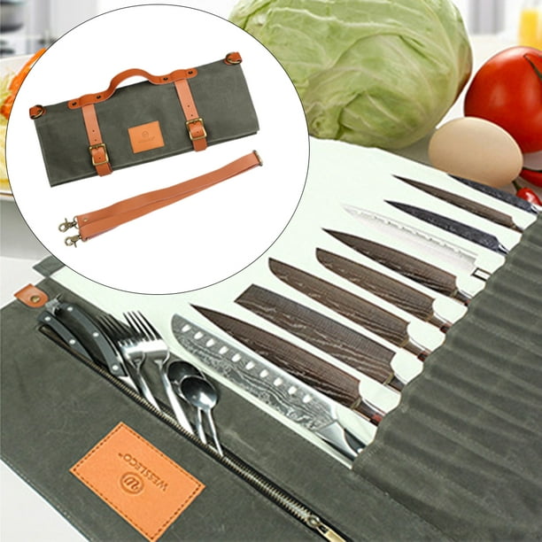 La bolsa para cuchillos de chef (más de 8 ranuras) está acolchada y tiene  capacidad para 8 cuchillos, además de tu cuchillo de carne, afilador de