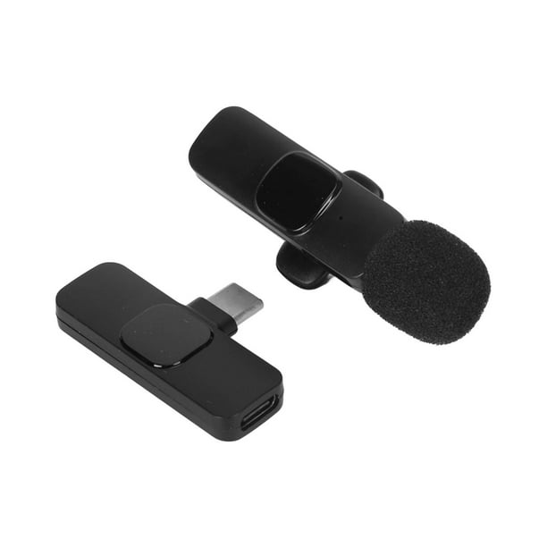 Micrófono de solapa Lavalier inalámbrico con cancelación de ruido USB tipo C  sincronización automática micrófono inalámbrico recargable con Clip