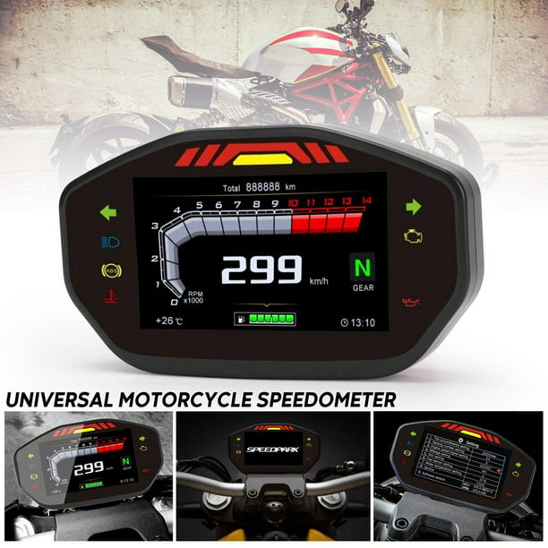 Sensor de velocímetro de motocicleta, de odómetro LCD digital 14000RPM  Universal Sharpla Odómetro LCD de motocicleta